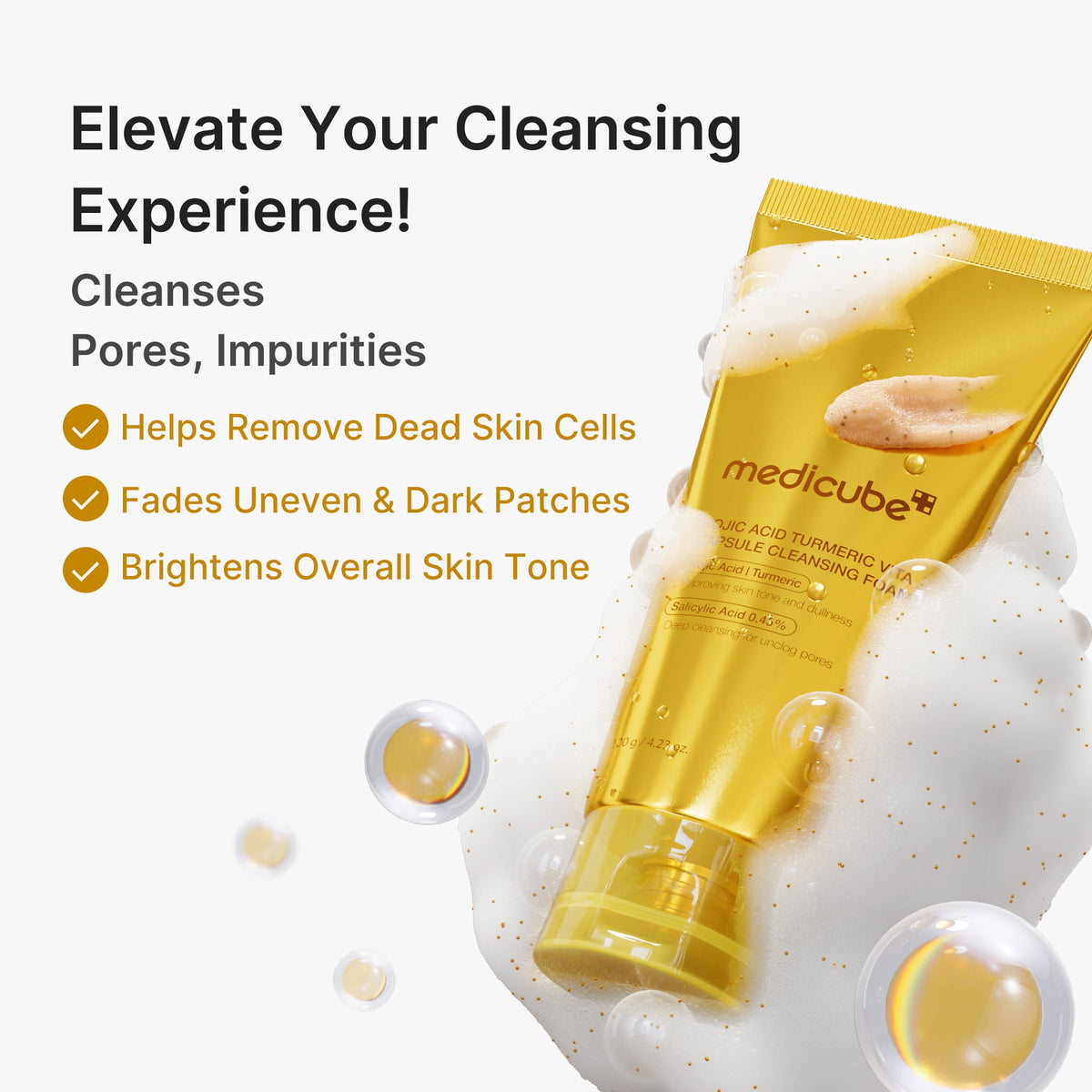 MEDICUBE — Kojic Acid Turmeric Vita Capsule Foam Cleanser